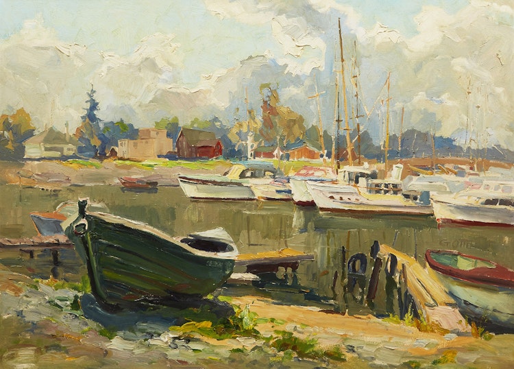 Artwork by Guttorn Otto, Harbour Scene