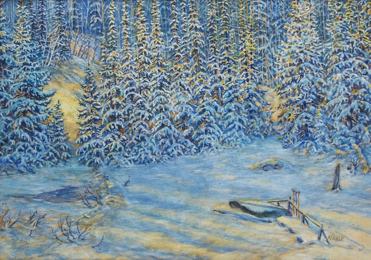 Artwork by Lawrence Nickle, Winter Landscape