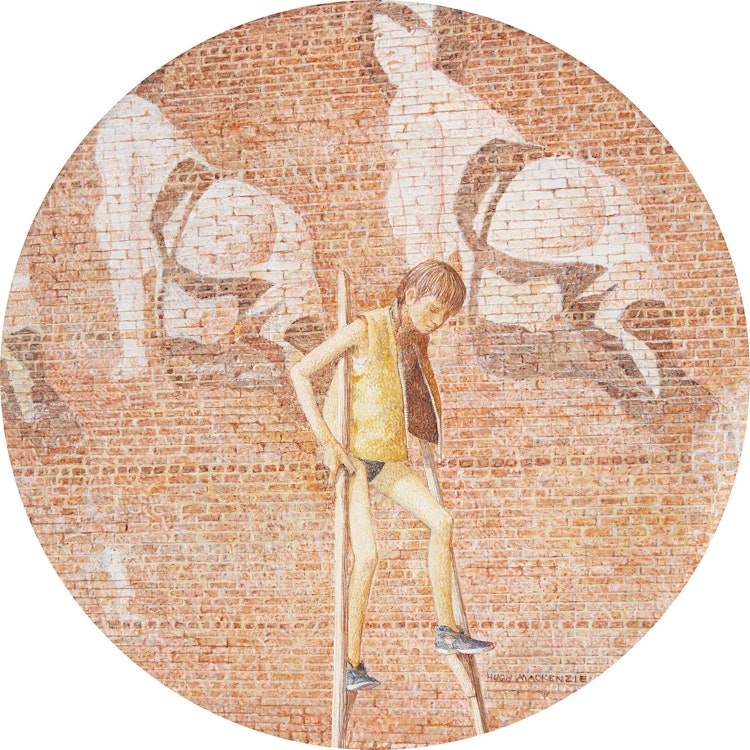 Artwork by Hugh Seaforth Mackenzie, Boy on Stilts
