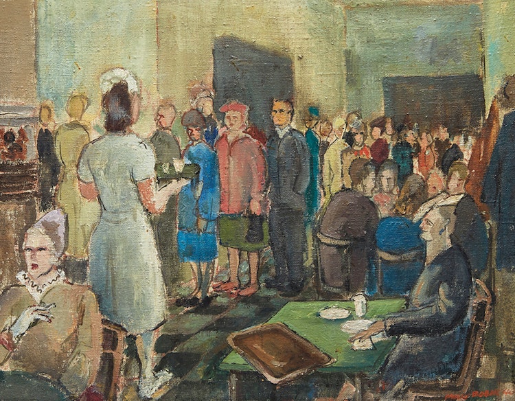 Artwork by Molly Lamb Bobak, Cafeteria