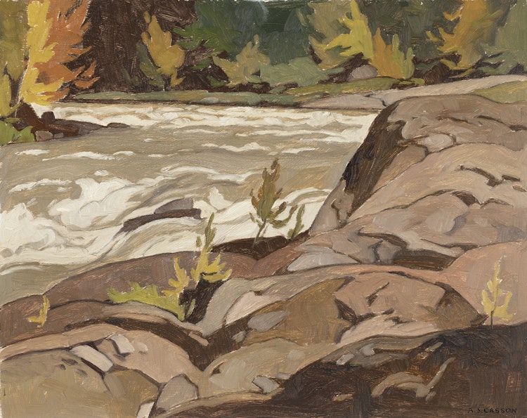 Artwork by Alfred Joseph Casson,  Rapids on the Rouge River, Quebec