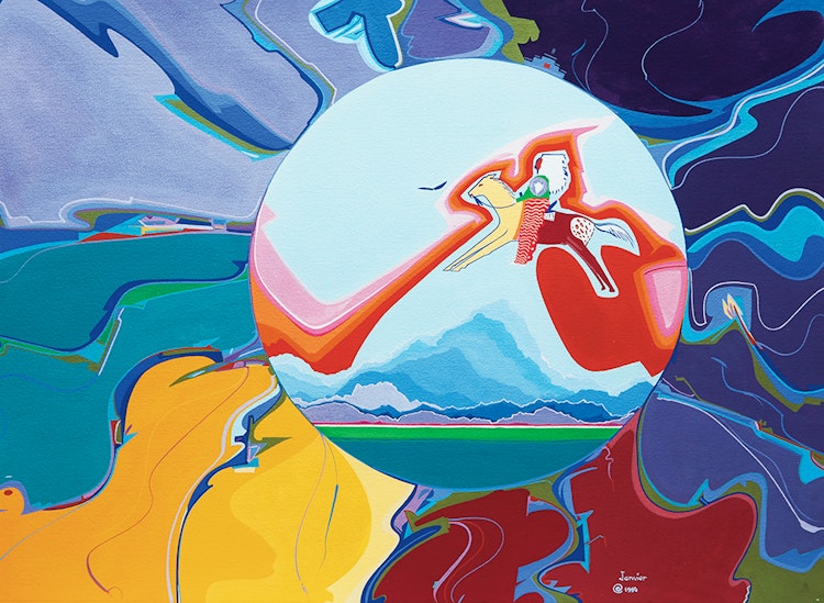 Artwork by Alex Simeon Janvier, #26 Amerindian Time Capsule (Super Natural Series)