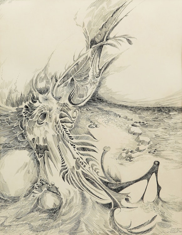 Artwork by David Lloyd Blackwood, Beach Object, Georgian Bay
