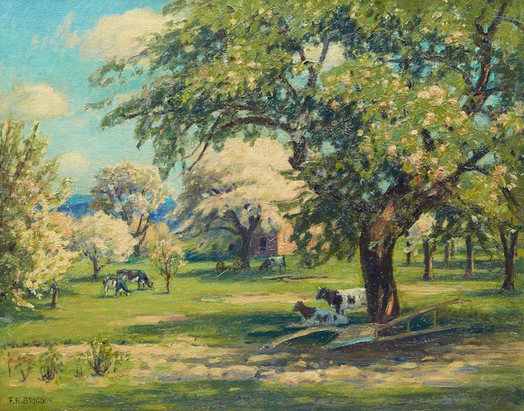 Artwork by Frederick Henry Brigden,  Cows at Pasture