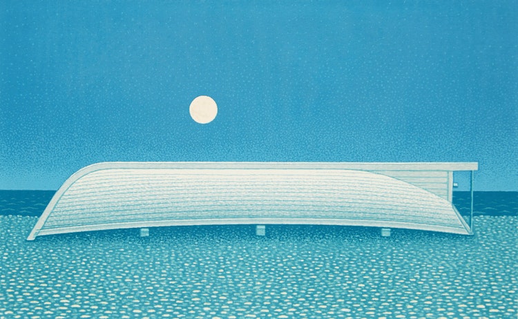 Artwork by Christopher Pratt,  A Boat and the Moon