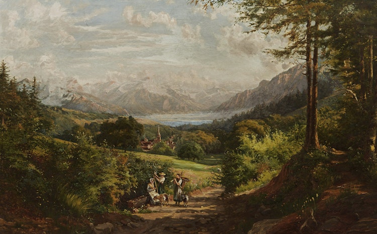 Artwork by Charles Jones Way, Mountainous Landscape with Figures