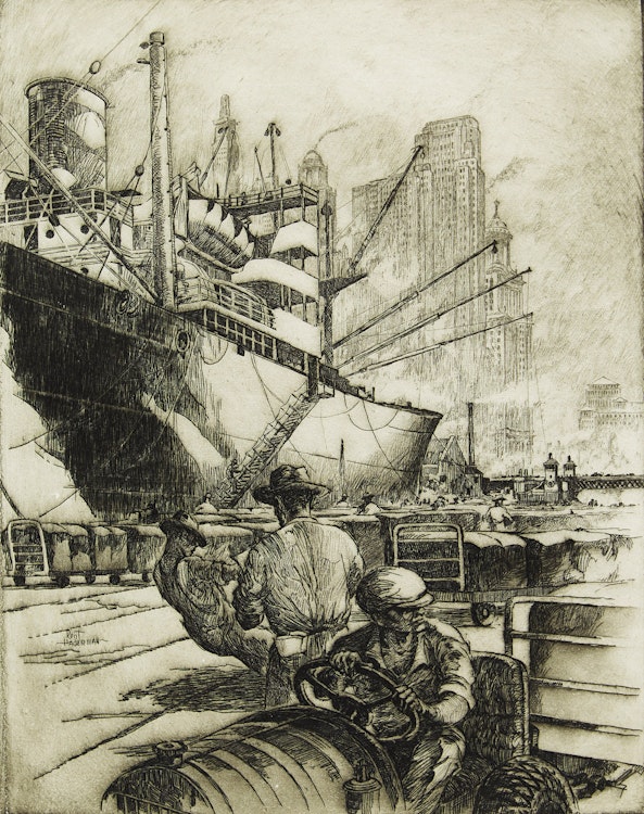 Artwork by William Kent Hagerman,  Wharfside - Chicago