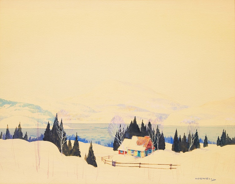 Artwork by Graham Noble Norwell,  Winter Landscape with Cabin