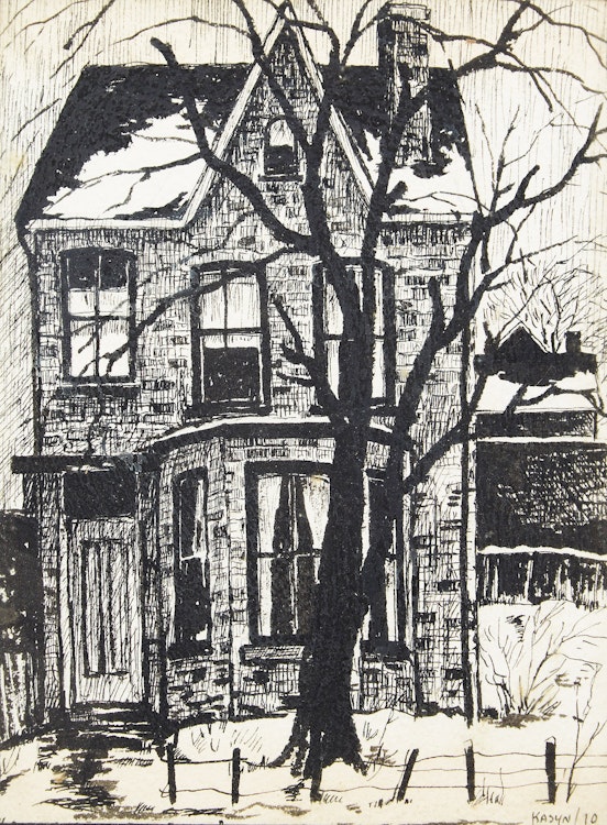 Artwork by John Kasyn,  Old House on Shuter Street