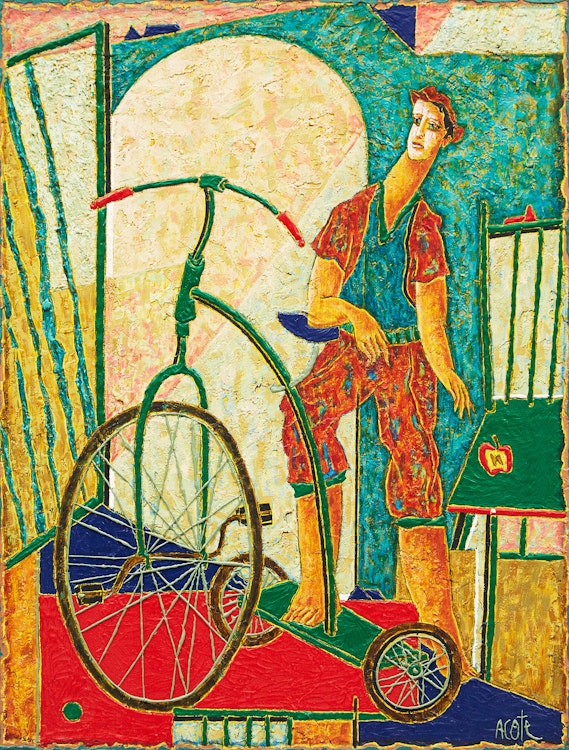 Artwork by Armand Côté,  D’enfant au tricycle