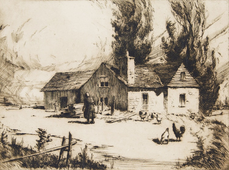 Artwork by Herbert Raine, La maison Pontneuf, St. Joachim, P.Q.