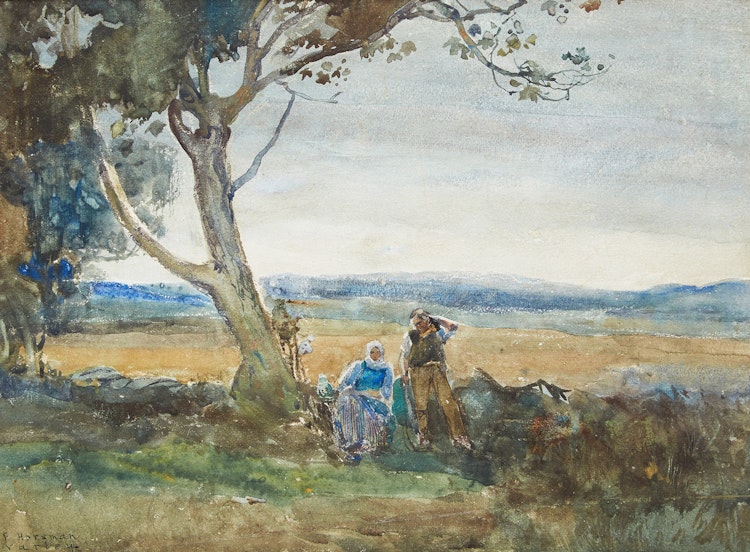 Artwork by Frederick Horsman Varley, Couple Resting