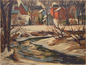 Artwork by Thomas Keith Roberts, Village in Winter