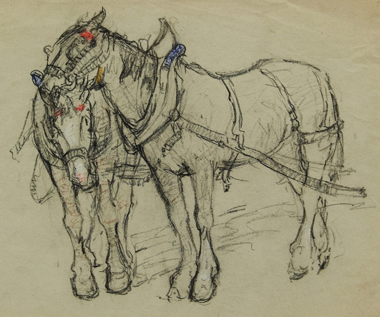 Artwork by Manly Edward MacDonald,  Two Horses