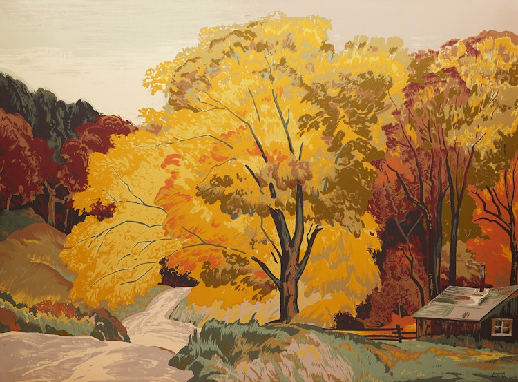 Artwork by Joachim George Gauthier, Autumn Road, Haliburton