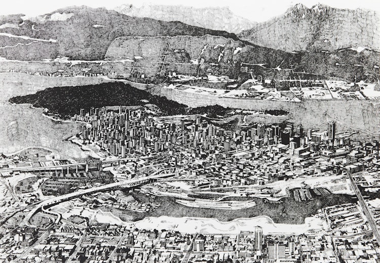 Artwork by Enid Robbie, Vancouver, 1977 (In Praise of Cities 6, 1/5)