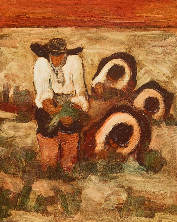 Artwork by Sandro Negri, Mondine in Risaia
