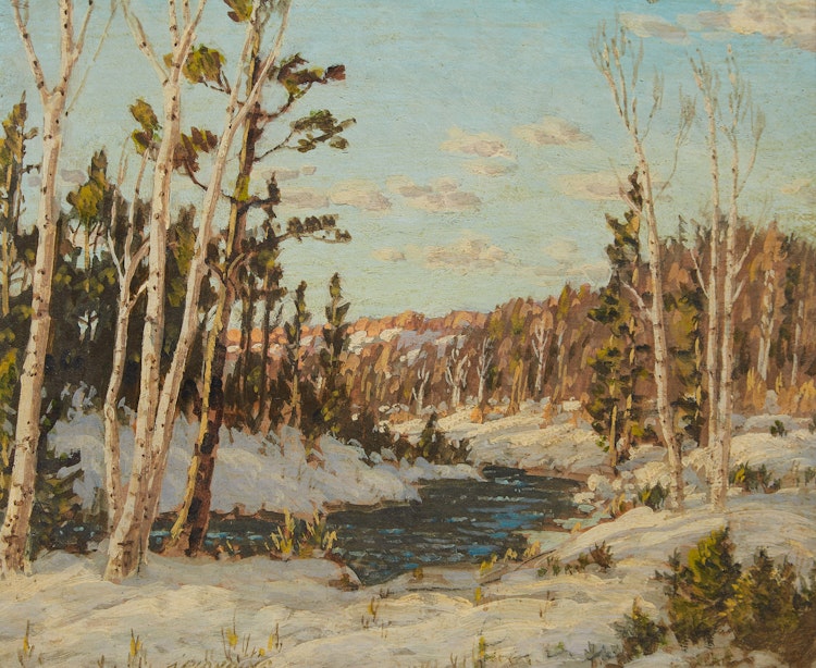 Artwork by Otto Planding, Silver Birches in Winter, Wye River; Pickerel River