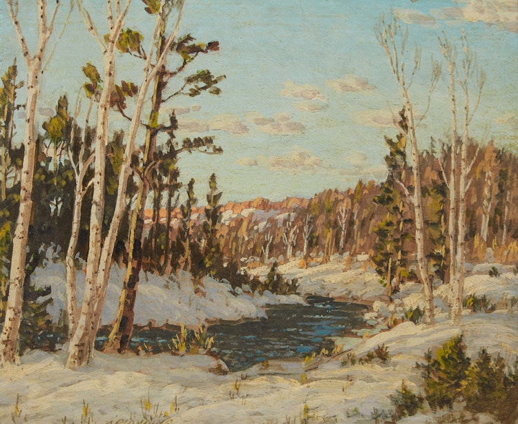 Artwork by Otto Planding,  Silver Birches in Winter, Wye River; Pickerel River