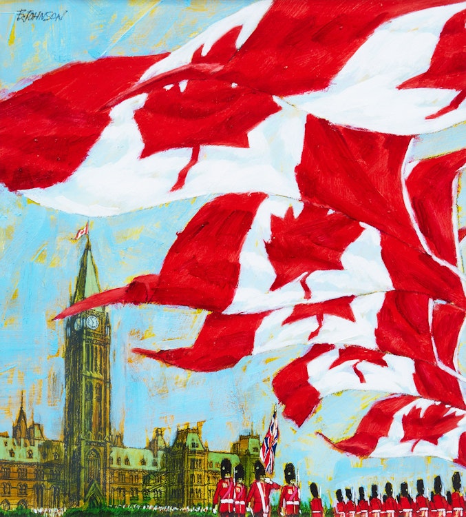 Artwork by Bruce Henderson Johnson,  Flags on Parliament Hill