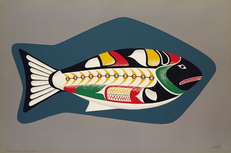 Artwork by Arthur Donald Price,  Nootka King Salmon; Soapstone Carving of a Loon