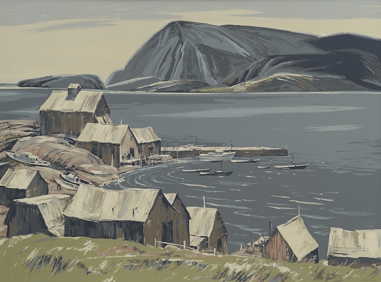 Artwork by Joseph Sidney Hallam,  Cape Breton Harbour