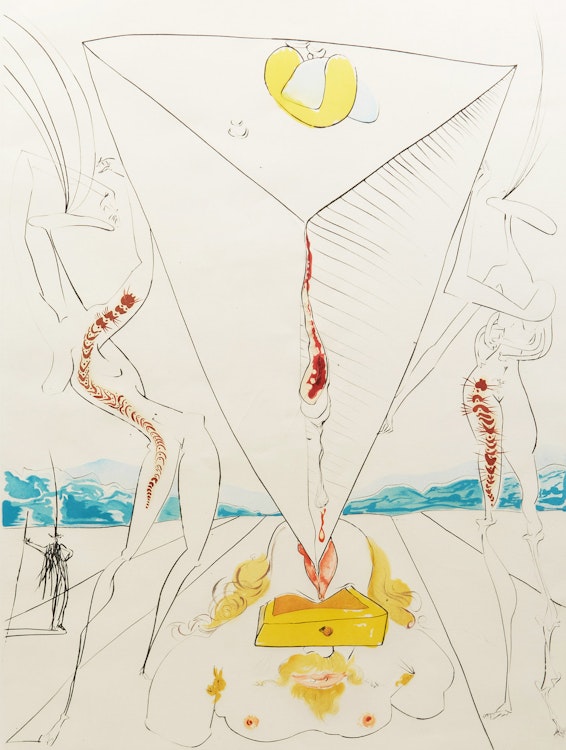 Artwork by Salvador Dalí,  Philosophe écrasé par le cosmos (from La Conquête du Cosmos) (Michler/Löpsinger 642)