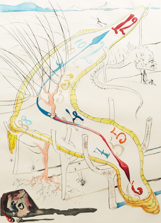 Artwork by Salvador Dalí, Les Montres gélatines de l’espace-temps (from La Conquête du Cosmos) (Michler/Löpsinger 648)