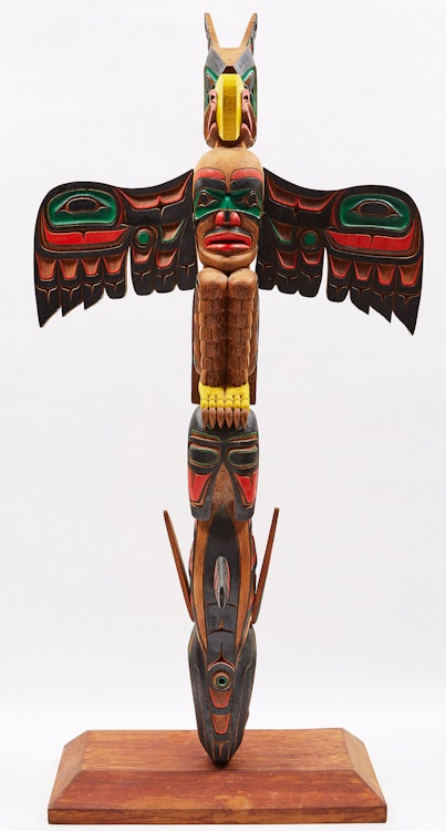 Artwork by Aubrey Johnson,  Orca and Eagle Totem