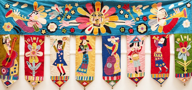 Artwork by Norman Laliberté, Musicians, Flowers, Sun (8 Panel Series)