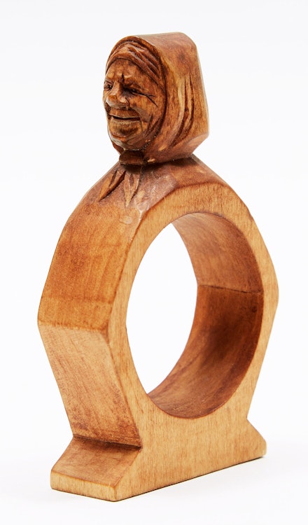 Artwork by Andre Bourgault, Napkin Ring with Head of Woman