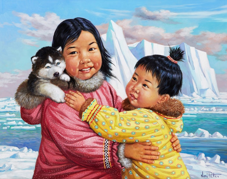 Artwork by Nori Peter,  Inuit Children