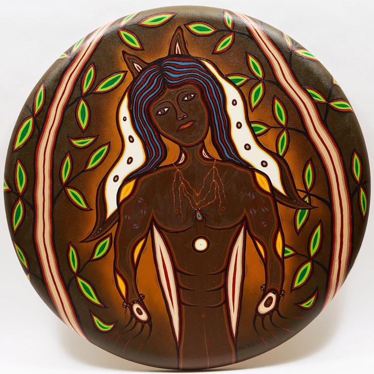 Artwork by Blair Debassige, Wolf Clan Boy