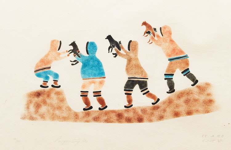 Artwork by Tommy Nuvaqirq, Children with Animals