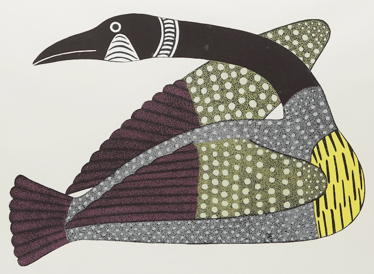 Artwork by Kenojuak Ashevak,  Yellow Breasted Loon 