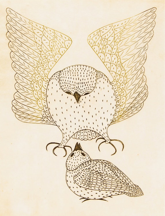 Artwork by Kananginak Pootoogook, Opik and Kopineuva