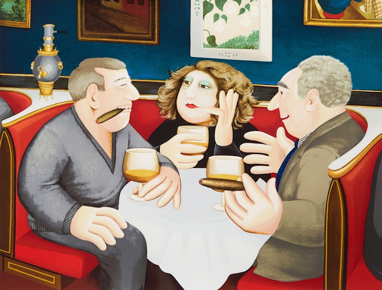 Artwork by Beryl Cook, Russian Tea Room