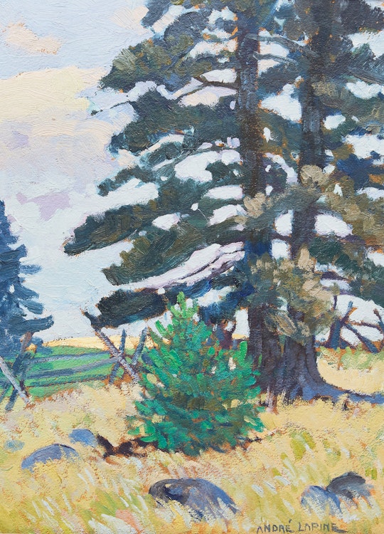 Artwork by Andréas Christian Gottfried Lapine, The Pines II, “Capt” Millars Cottage, Big Bay Point