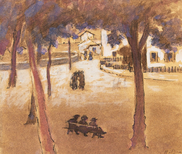 Artwork by Henri Beau,  Place du village