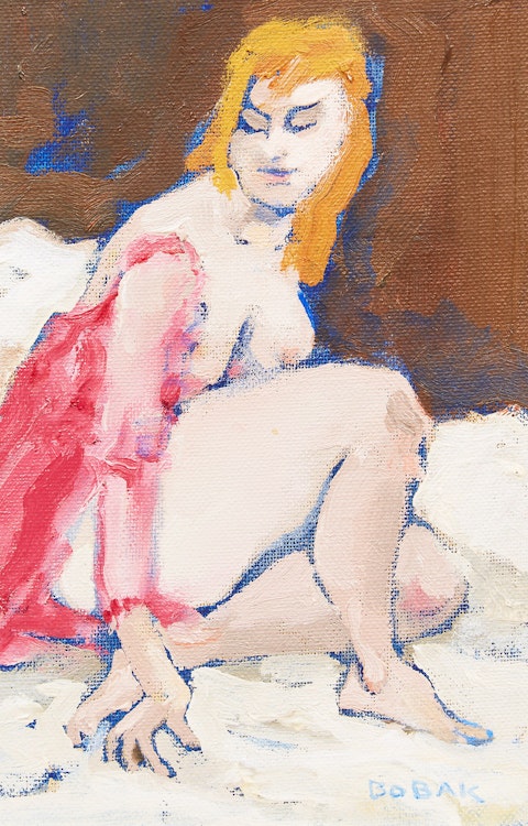 Artwork by Bruno Joseph Bobak, Nude in a Pink Wrap