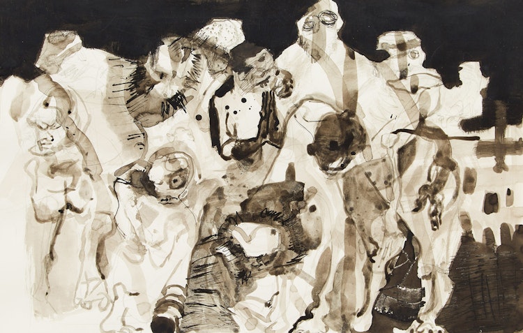 Artwork by Ronald York Wilson, Crowd of Ghoules