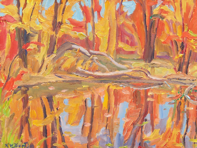 Artwork by Ralph Wallace Burton,  Reflections in a Pond off the North Gower - Smith Falls, Ont. 