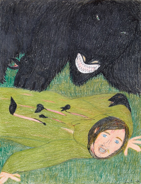 Artwork by Shuvinai Ashoona, Untitled (Bear Attack)