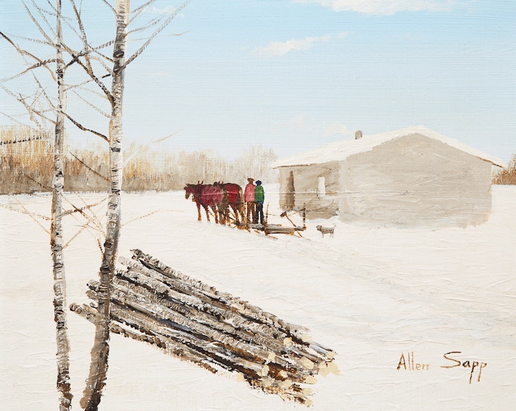 Artwork by Allen Sapp, Going to Pick Up More Wood