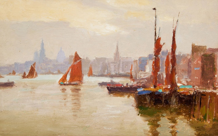 Artwork by Frederic Marlett Bell-Smith,  St. Paul’s from the Thames