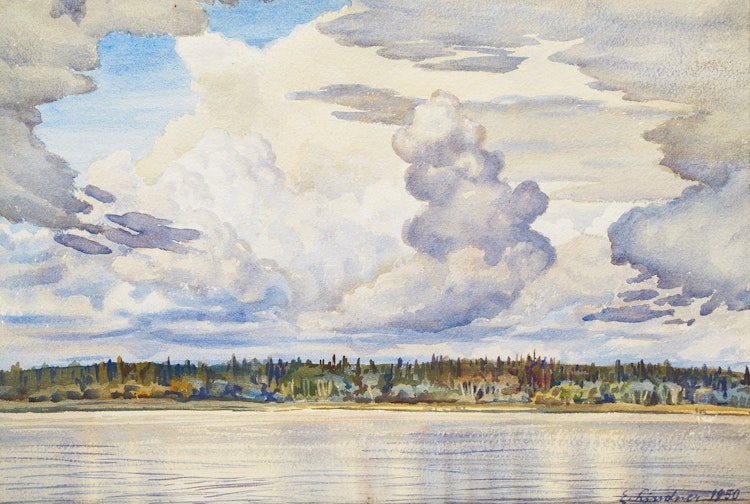 Artwork by Ernest Lindner,  Lake and Clouds