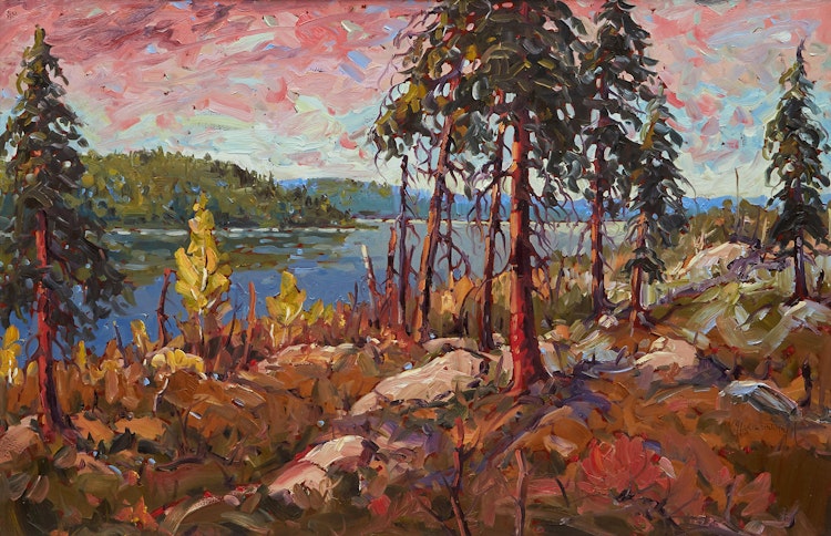 Artwork by Rod Charlesworth,  At Tibbet Lake