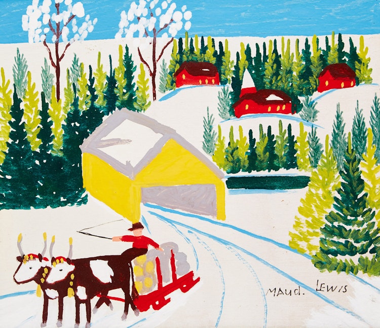 Artwork by Maud Lewis, Winter Sleigh Scene