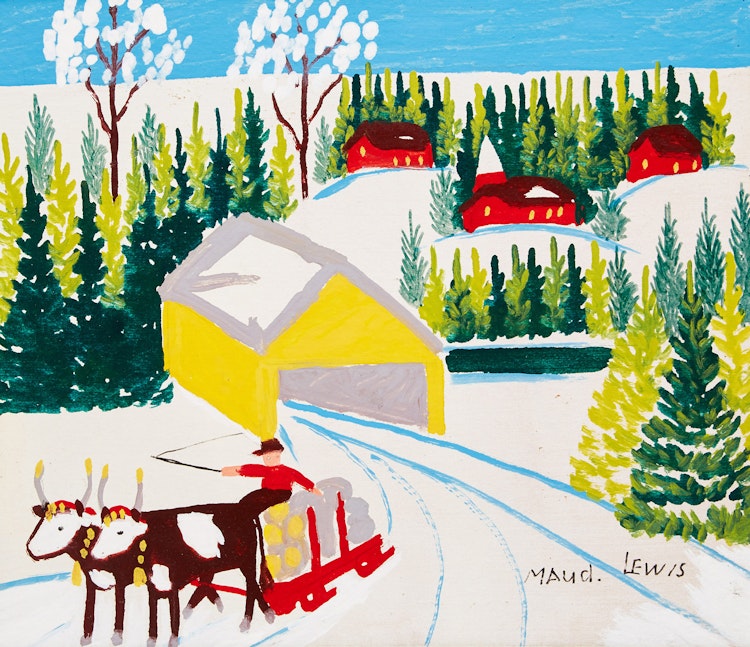 Artwork by Maud Lewis,  Winter Sleigh Scene