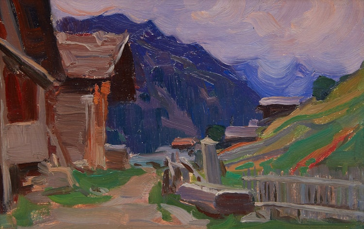 Artwork by Clarence Alphonse Gagnon, Dans les Alpes